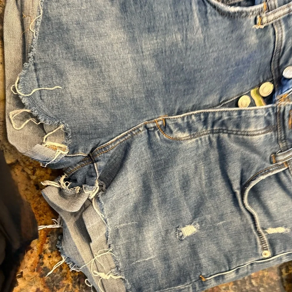 Anthropologie Pilcro High-Rise Denim Shorts Size 30 Button Fly Distressed - Picture 3 of 6